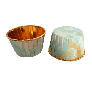 Boite de 12 caissettes cupcake marbré vert d'eau