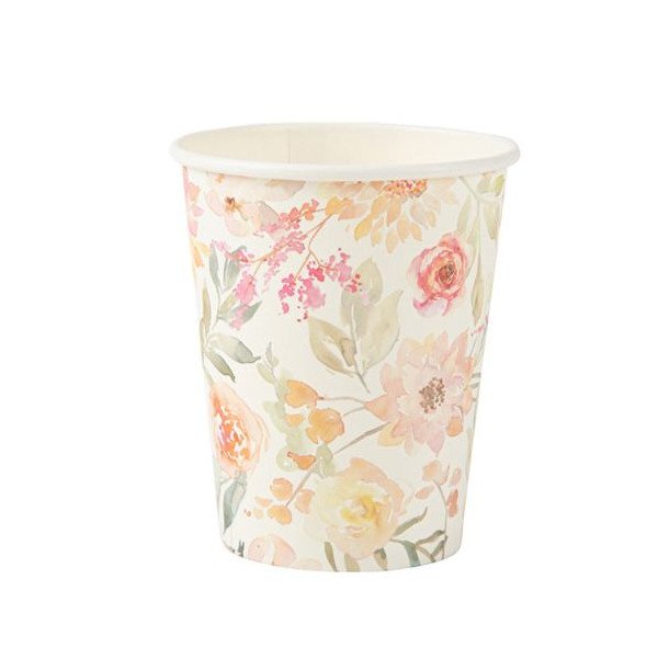 8 Gobelets Dahlia Blancs et Couleurs Pastel