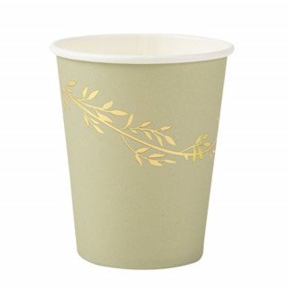 8 Gobelets Jolis Brins Vert Sauge et Or