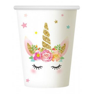 6 gobelets licorne fleuri