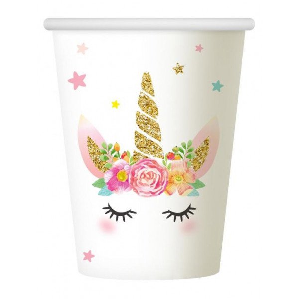 6 gobelets licorne fleuri