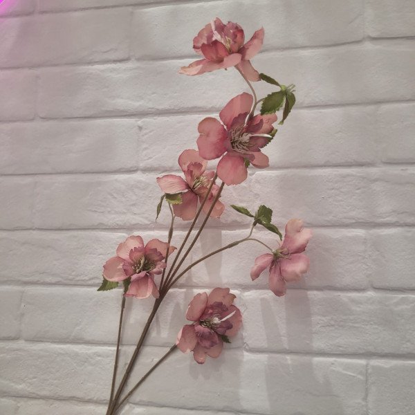 Branche fleurs artificielles vieux rose