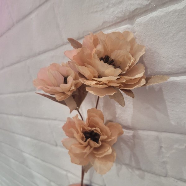 Tige 3 têtes coquelicot blush...