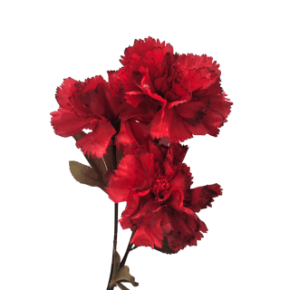 Grande tige 3 œillets rouge artificielle