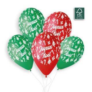 5 ballons "Joyeux Noël"...