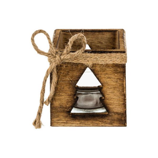 Photophore bois carré ajouré motif...