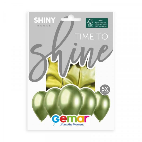 Ballons kiwi brillant 33cm (sachet de 5)