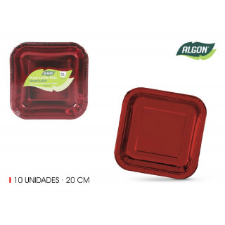 10 assiettes carrées rouge...