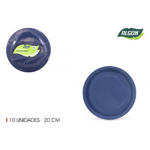 10 petites assiettes rondes bleu roi...