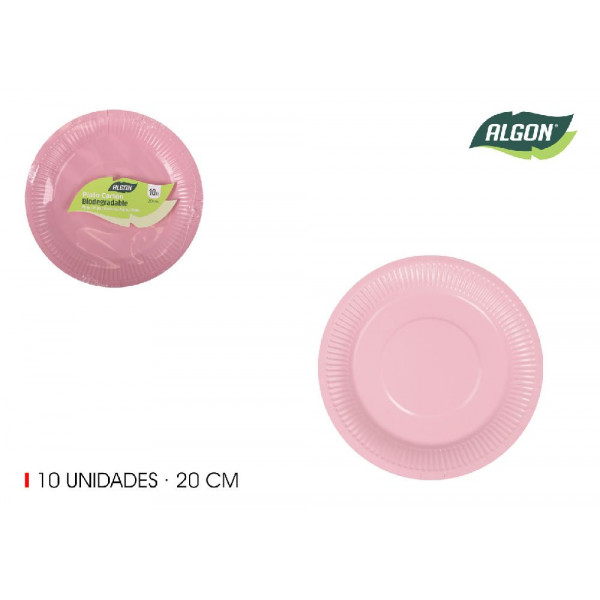 10 petites assiettes rondes rose en...