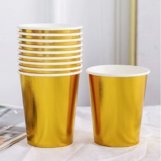10 gobelets en carton or