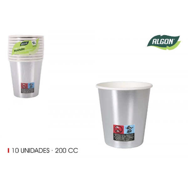 10 Gobelets cartonné argent