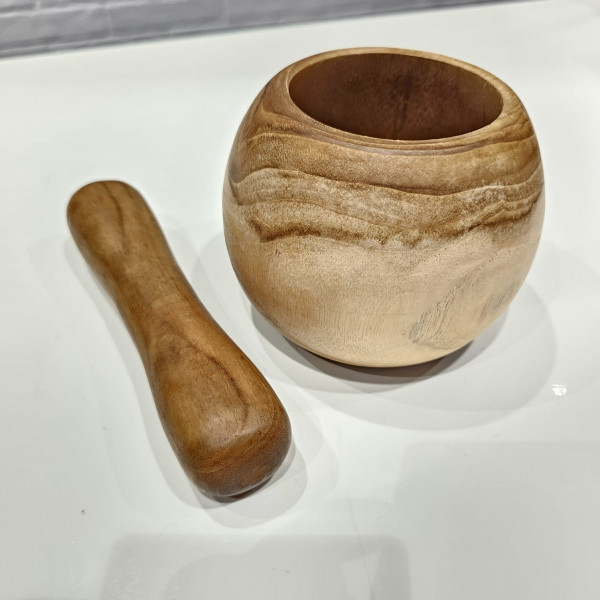 Pillon et Mortier Boule en Teck Massif