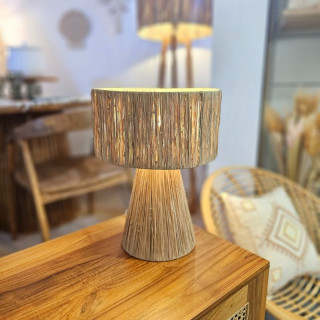 Lampe à poser en raphia