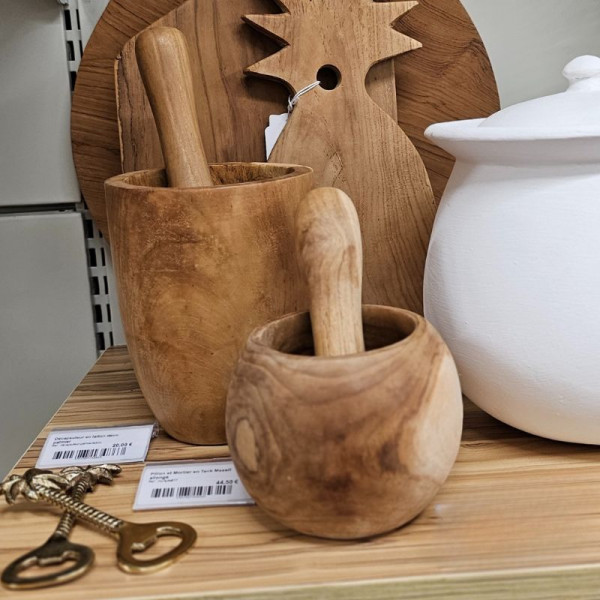 Pillon et Mortier Boule en Teck Massif