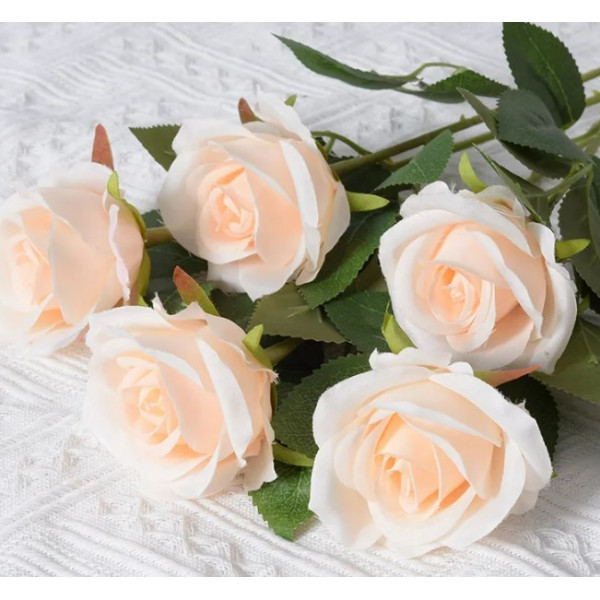 Tige de rose artificielle pêche