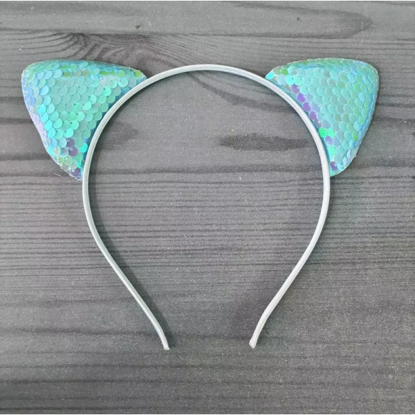 Serre tête Bleu Oreille de Chat sequin à reflet Serre tête Bleu Oreille de Chat sequin à reflet