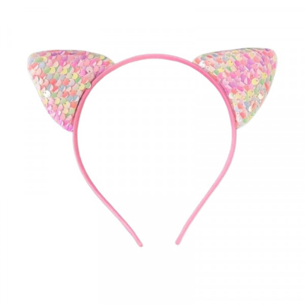 Serre tête Oreille de Chat sequin Rose à reflet