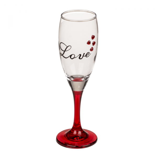 Verre à champagne avec coeur et fond...
