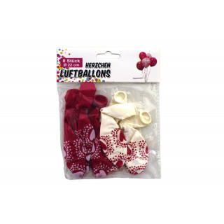 8 Ballons imprimé coeur
