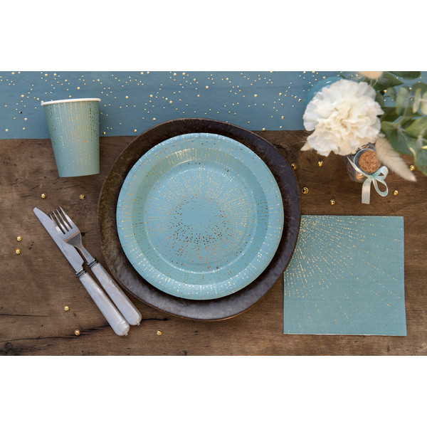 10 assiettes vert eucalyptus Bubbles