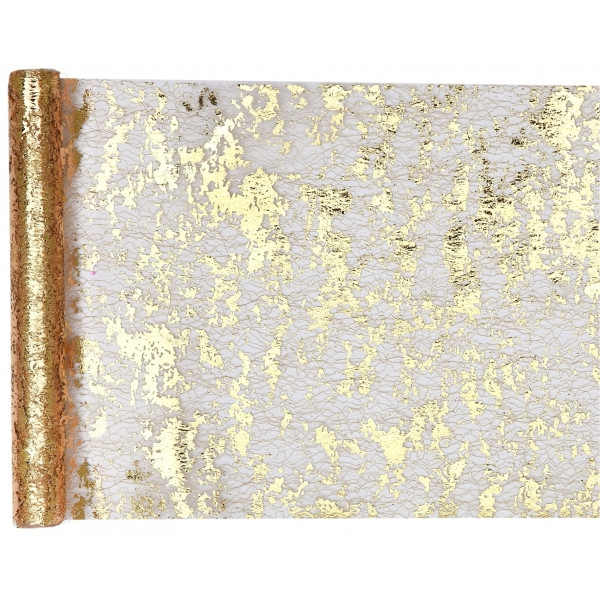 Chemin de table mesh doré brillant, 5m