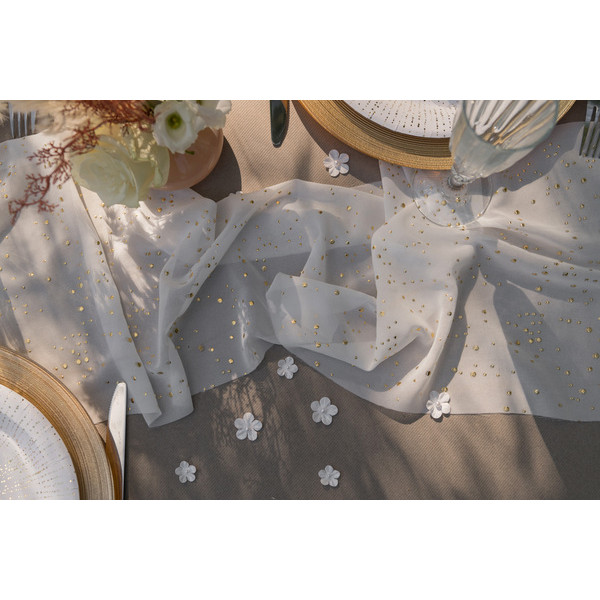 Chemin de table Bubbles Blanc, 3 mètres