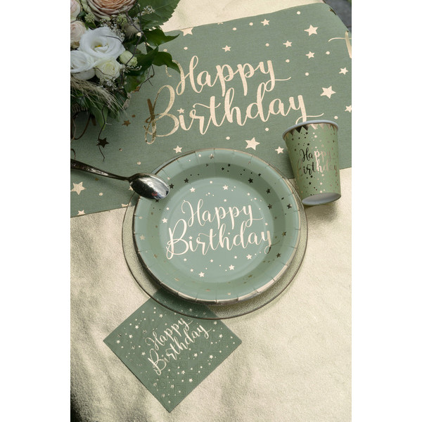 10 Gobelets Happy Birthday Vert...