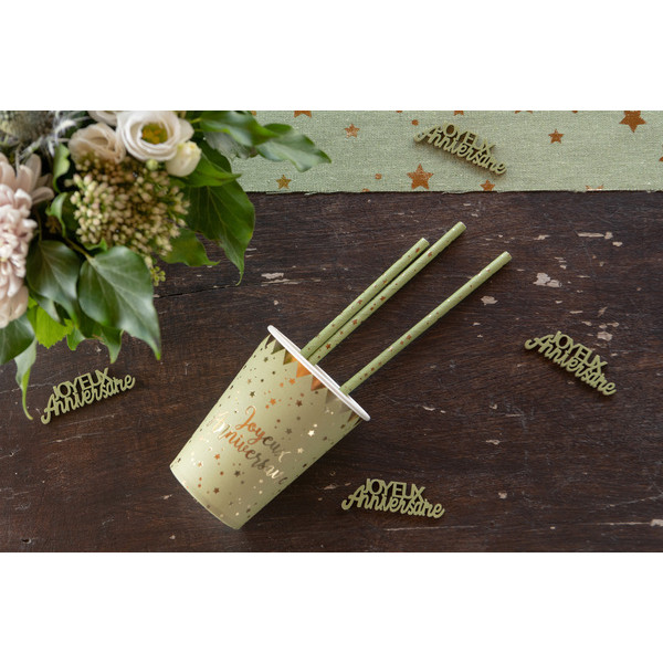 10 Gobelets Joyeux Anniversaire Vert...