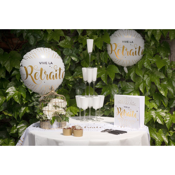 Ballon mylar rond Vive le Retraite, 45cm