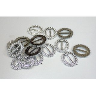 Boucle passe ruban ovale argent acrylique (sachet de 100)