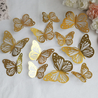 12 papillons 3D Doré