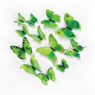 12 papillons 3D vert à coller