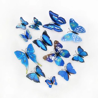 12 papillons 3D bleu à coller