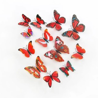 12 papillons 3D rouge à coller