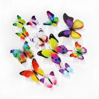 12 papillons 3D Multicolor...