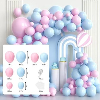 Arche de ballons Bleu et Rose