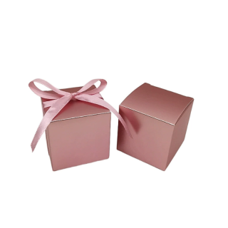 10 Boites cube rose + ruban...