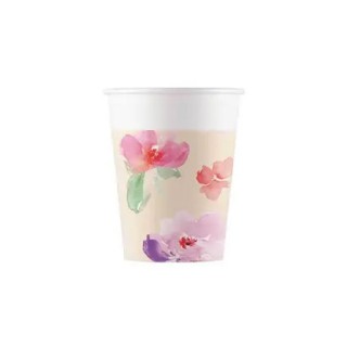8 Gobelets Fleurs aquarelle