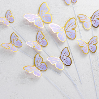 10 Papillons parme doré sur...