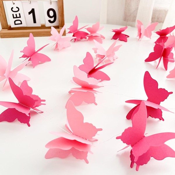 Guirlande papier papillon Rose