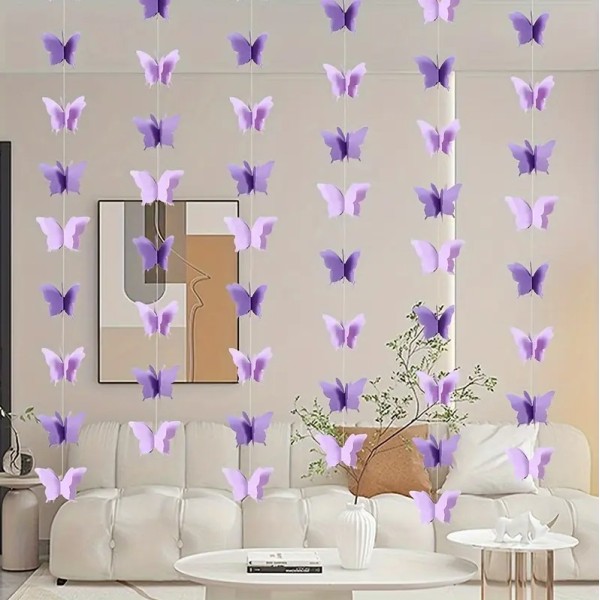 Guirlande papier papillon Mauve et Parme