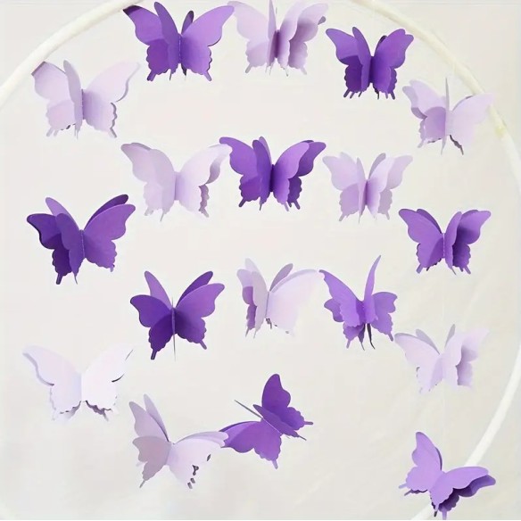 Guirlande papier papillon Mauve et Parme