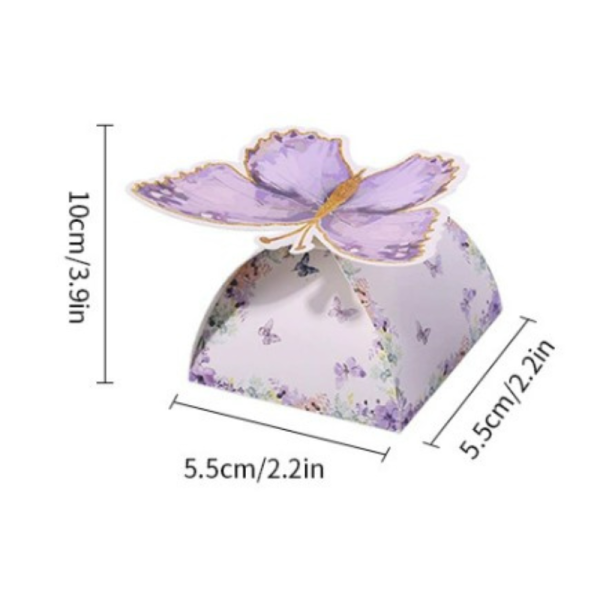 10 Boites à dragée thème papillons parme