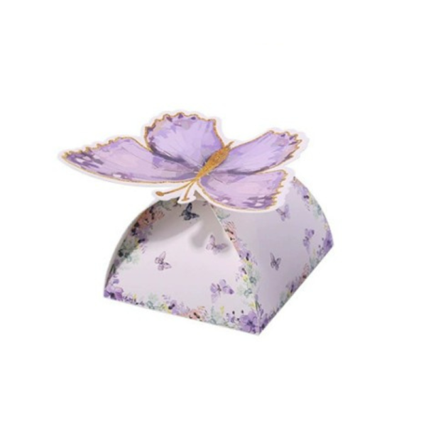 10 Boites à dragée thème papillons parme
