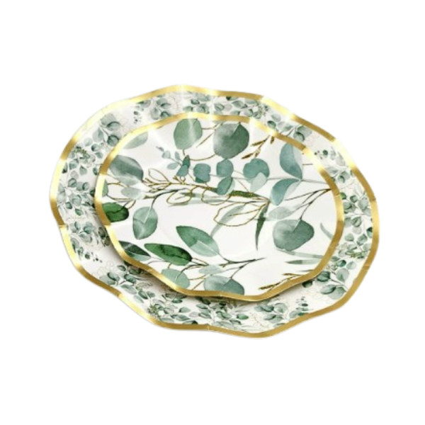 8 Assiettes bord feuillage...