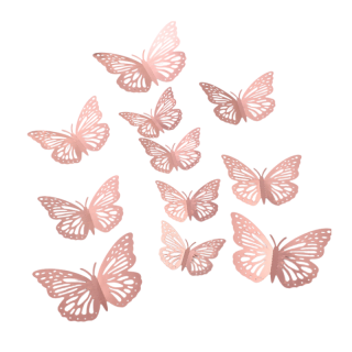 12 papillons 3D adhésifs -...