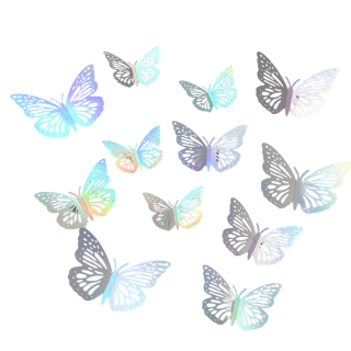 12 papillons 3D adhésifs -...