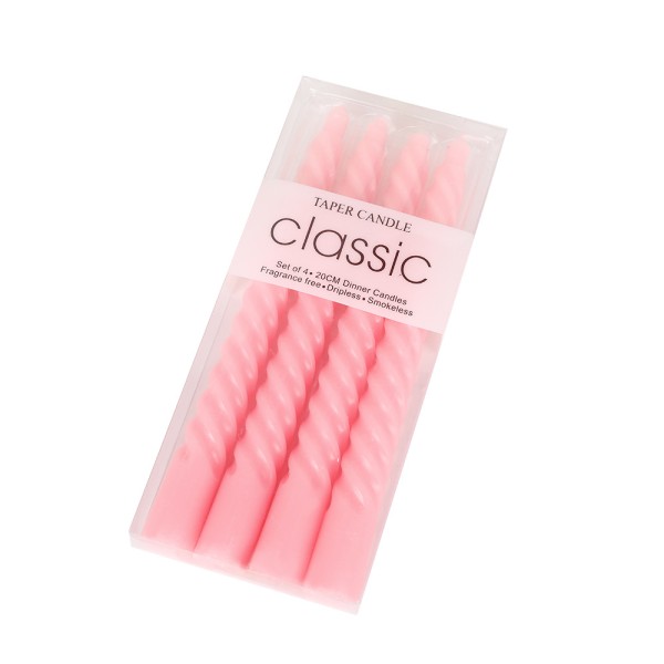 Bougie chandelle Twist Rose Bonbon,...