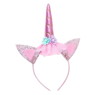 Serre tete Licorne Rose